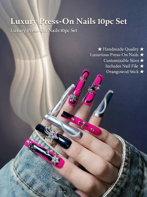 Extra Long Handmade High-Quality Luxury Press On Nails 10PC Set