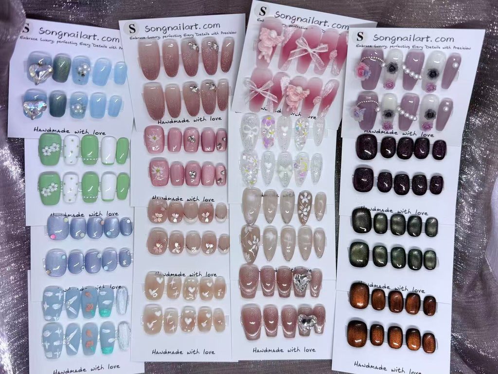 2 Sets Random Promotion Handmade Press On Nails – 20pcs (10 pcs/set)