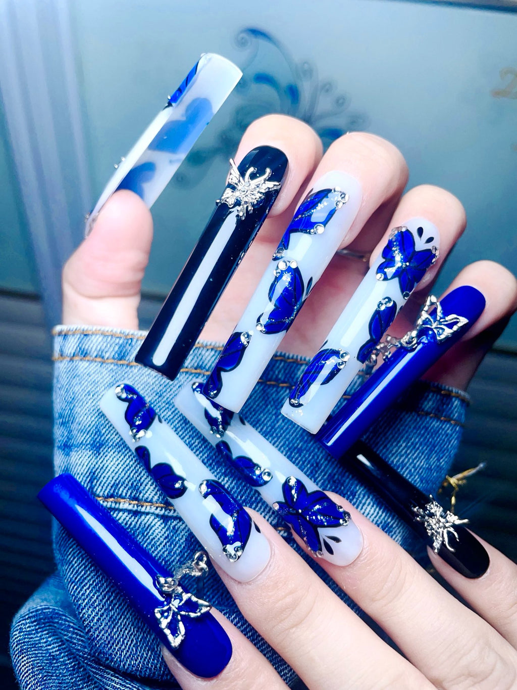 Extra Long Handmade High-Quality Luxury Press On Nails 10PC Set